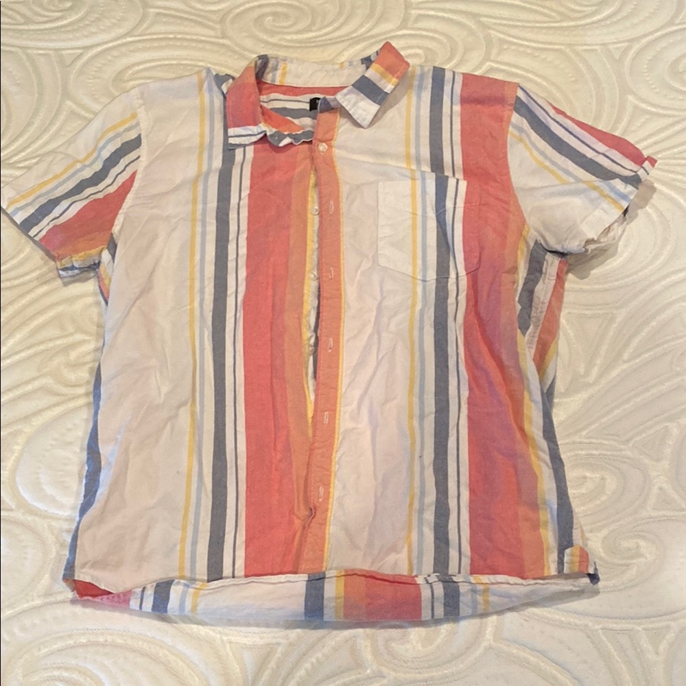 Forever 21 Multicolor Striped Casual Button Down Shirt